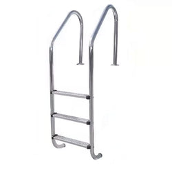 Poolzilla Three Tread Salt Ladder - Deck Mounted Stainless Steel Entry and Exit System, with Pre-Drilled Flange-Style End and Stainless Steel Steps