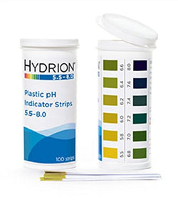 pHydrion 9700 Plastic pH Indicator Strips, 5.5 to 8.0, flip top Vial Packaging