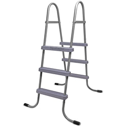 3-Step Steel Bolt-On Pool Ladder Universal Fit Above Ground Swimming Pools - Heavy Duty Non-Slip Entry Steps for Entry and Exit System Swim Pools with Non-Slip Plastic Steps