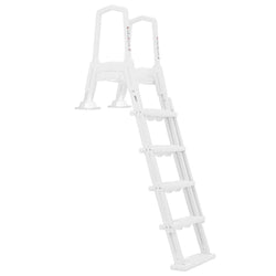 XtremepouwerUS Deluxe Incline Above Ground in-Pool Swimming Pool Ladder Pool Step Adjustable Ladder, White