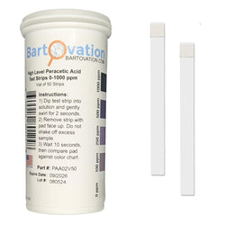 Peracetic Acid Test Strips, High Level, 0-1000 ppm [Vial of 50 Strips]