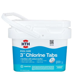 HTH 42046 Swimming Pool Care 3" Chlorine Tabs, Swimming Pool Chlorinating Sanitizer, 25lb