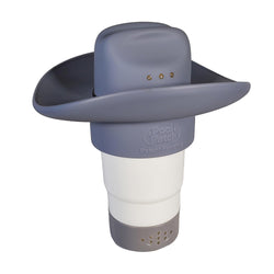 Cowboy Hat Western Floating Pool Chlorine Dispenser - Large Capacity Floater for 3" Tabs, Adjustable Flow, Unique Added Buoyancy, Weather Durable PP & ABS in Brown or Gray (Gray)