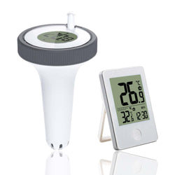 Floating Pool Water Thermometer - Easy Read Digital Thermometer with Indoor Temperature Humidity Monitor for Swimming Pools, Fishing Pond, Bath Tube, Hot Tubs, Aquariums (White)