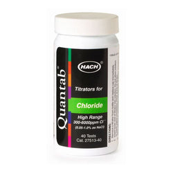 Hach Chloride QuanTab® Test Strips, Chloride Test Strips, Titrators for Chloride Water Quality Testing, High Range 300-6000 mg/L, 2751340