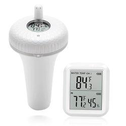 White Wireless Digital Pool Thermometer, with Indoor Temperature Humidity Monitor Floating Easy Read for Swimming Pools Hot Tubs Small Ponds Aquariums