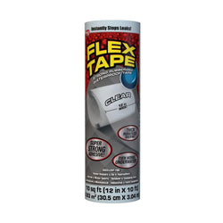 Flex Tape, Original Thick Flexible Rubberized Waterproof Tape - Seal and Patch Leaks, Works Underwater, Indoor Outdoor - Home RV Roof Plumbing and Pool Repairs, Clear, 12 in x 10 ft, Pack of 1
