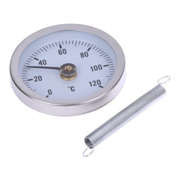 MVUYO Thermometer Bimetal Stainless Steel Surface Pipe Clip-on Spring Temperature Gauge 0-120 Degree