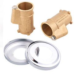 Swimcare 2 Pack Brass Pool Ladder Anchor with Escutcheon | In-Ground Swimming Pool & Stair Rail Support | Replacement Ladder Anchor Parts | 4″ Anchors, 4″ Escutcheon