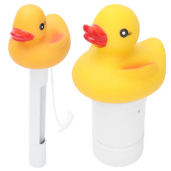 2PCS Wate Thermometer& Floater, Cartoon Duck Design Floating Swimming Pool Thermometer& Dispenser