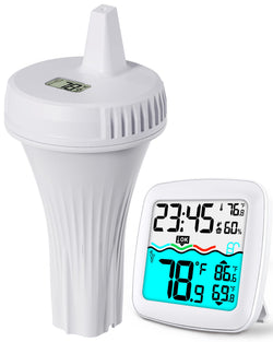 NoWoW Wireless Pool Thermometer with Indoor Unit - IPX8 Waterproof Floating Digital Thermometer for Spa, Plunge Pool, Aquarium & Pond