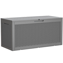 Devoko 95 Gallon Deck Box Large Resin Outdoor Storage Box, Waterproof and UV Resistant Lockable for Outdoor and Patio, Large Storage Cabinet for Patio Furniture, Garden Tools and Pool Supplies, Grey