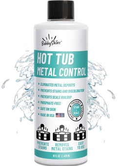 BubbyShine, Hot Tub Metal Remover - Spa Metal Gone Hot Tub Cleaner, Metal Out Spa Remover for Hot Tub, Stain and Scale Control Cleaner Chemicals
