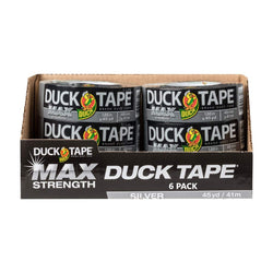 Duck Brand Max Strength Duct Tape - 6 Rolls - Heavy Duty Hold - 1.88 Inch x 45 Yards Each - Silver (241618)