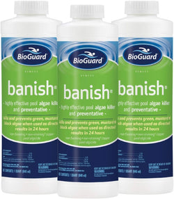 BioGuard Banish Pool Algae Preventative, 1 Quart, Pack of 3, Fast-Acting, Non-Foaming, Keeps Water Clear