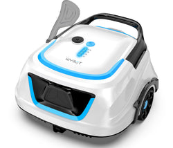 WYBOT A1 Cordless Robotic Pool Cleaner, Automatic Pool Vacuum for Above Ground with 120 Mins, Double Filters, LED Indicator, Charge in 2.5 Hours, 4 Cleaning Modes, Ideal for Above Pools (White Blue)