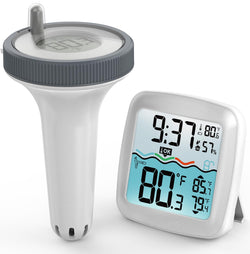 Viveneat Pool Thermometer Floating Easy Read - IPX8 Swimming Pool Temperature Thermometer with Wireless Indoor Temperature, Large Display, Waterproof Rating, Pond/Hot Tub/Spa, Contemporary