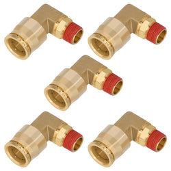 Boeray 3/4" Quick Push to Connect Fittings Brass 90 Degree Union Swivel Elbow Joint DOT Approved 3/4" Tube OD x 3/8" NPT Thread Air Brake Line Adapter Air Suspension Kit for Car Truck Trailers 5pcs