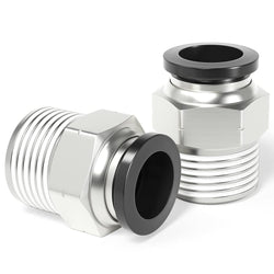 TAILONZ PNEUMATIC Male Straight 1/2 Inch Tube OD x 1/2 Inch NPT Thread Push to Connect Fittings PC-1/2-N4 (Pack of 10)