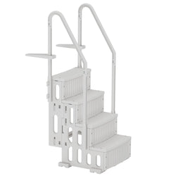 UPHYB Pool Ladder, 4-Step Pool Stairs with Double Handrails and Non-Slip Steps for 48-54” Above Ground and In-Ground Pools, White