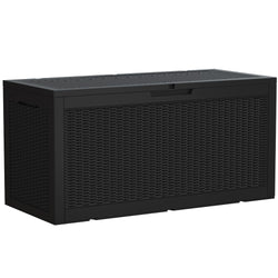 Devoko 95 Gallon Deck Box Large Resin Outdoor Storage Box, Waterproof and UV Resistant Lockable for Outdoor and Patio, Large Storage Cabinet for Patio Furniture, Garden Tools and Pool Supplies, Black