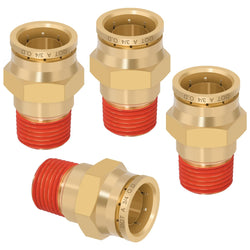 Boeray 3/4" Quick Push to Connect Fittings Brass Union Straight Joint DOT Approved 3/4" Tube OD x 1/2" NPT Thread Air Line Adapter Air Suspension Kit for Truck Trailers and Air Brake System 4pcs