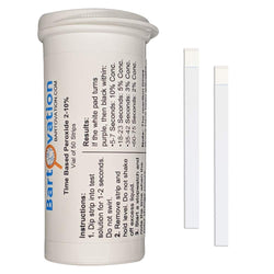 Very High Level Hydrogen Peroxide H2O2 Test Strips, 2-10%, Time Based Test [Vial of 50 Strips]
