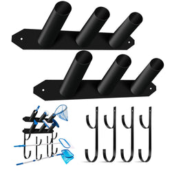 Jantens Swimming Pool Accessory and Equipment Organizer, Pool Maintenance Tool Organizer for Pool Vacuum, Skimmer Net, Hose, Telescopic Pole and More Above Ground Pool Accessories, Black, A&EO02