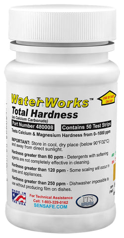 Industrial Test Systems WaterWorks 481108 Total Hardness Test Strip, 3 Second Test, 0-1000ppm Range, Our #1 Test Strip for Total Hardness, Bottle of 50 Tests, Tan