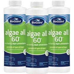 BioGuard Algae All 60-1 Quart, Pack of 3, Non-Foaming Algae Preventative, Non-Staining & Non-Foaming, Ideal for Swimming Pools with Attached Spas or Fountains