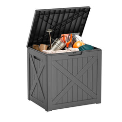 MAIUSCOLI 32 Gallon Outdoor Deck Box,Storage Lockable Waterproof Patio Furniture,Garden Tools,Cushions,Pool Accessories Outside Storage Resin Box(Black)