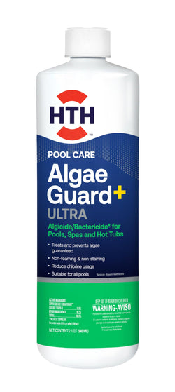 HTH 67244 Swimming Pool Care Algae Guard Ultra - Long Lasting Formula, Eliminates & Prevents Green, Black, and Mustard Algae, Fast Acting & Effective Swimming Pool Chemical, 32oz