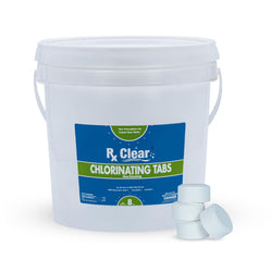 Rx Clear 1" Inch Chlorine Tabs | 8 Pounds | Use Tablets as Bactericide, Algaecide, & Disinfectant in Swimming Pools | Stabilized, Long Lasting, Slow Dissolving, & UV Protected
