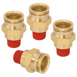 Boeray 3/4" Quick Push to Connect Fittings Brass Union Straight Joint DOT Approved 3/4" Tube OD x 3/8" NPT Thread Air Line Adapter Air Suspension Kit for Truck Trailers and Air Brake System 4pcs