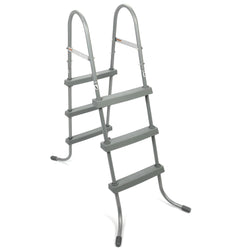 ECOTRIC 36 inch 3 Steps Swimming Pool Ladder Heavy Duty Steel for Above Ground Pools Inflatable Swimming Pool Backyard Pool Plastic+Steel Gray