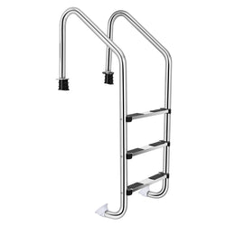 Goplus Swimming Pool Ladder, 3-Step/4-Step In-Ground Stainless Steel Step for Indoor/Outdoor Pool, Heavy Duty Non-Slip Ladder, Easy Assembly (3 Steps)