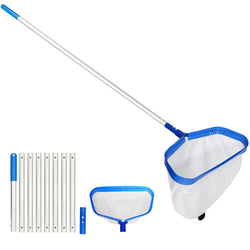 joyhalo Pool Skimmer Net with Pole, 2.5FT-10FT Adjustable Aluminum Pole & Fine Mesh Pool Net,Larger Capacity Skimmer nets for Cleaning Leaves, Debris