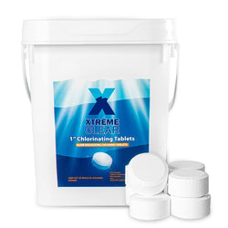 XtremeClear 5lbs 1" Chlorine Tabs for Swimming Pool Hot Tub & Spa Eliminate Bacteria & Algae Sanitizer Makes Water Clean & Crystal Clear Slow Dissolving, 5-Pounds