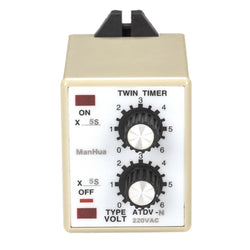 REGVLMJYI ATDV-N Dual Adjustable Timer 6S 60S ON Off Mechanical Twin Timer Relay 220VAC Relay Board Works with Base for Swimming Pool