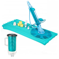 XtremepowerUS 30ft InGround Suction Vacuum Pool Cleaner Set – Climb Wall Automatic Pool Cleaner with Hose, Large Leaf Canister, Basket & Skimmer Sock (6 Pack)