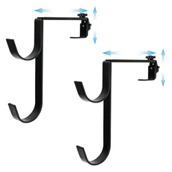 Desunqin Metal Pool Pole Hangers for Above Ground Pool, Adjustable Double Hooks for Poles Skimmers, Heavy Duty Pool Tool Holder