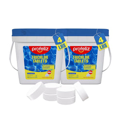 PROFELIZ Chlorine Tablets 3 Inch for Swimming Pools, Kills Bacteria and Stops Algae, Slow Dissolving,Individually Wrapped,Pool Chlorine Tablets, 2-Pack,4 lb per Bucket，8lb Total