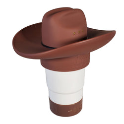 Cowboy Hat Western Floating Pool Chlorine Dispenser - Large Capacity Floater for 3" Tabs, Adjustable Flow, Unique Added Buoyancy, Weather Durable PP & ABS in Brown or Gray (Brown)