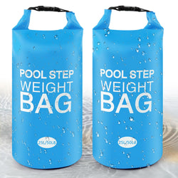 2 Pack 50LB Universal Pool Step Weights 250D PVC Waterproof Swimming Pool Ladder Weights No Breaken Above Ground Pool Ladder Sand Bags, Foldable Pool Stair Weights for Pool Steps(Sky Blue)