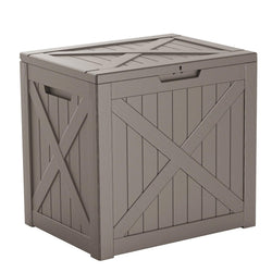 MAIUSCOLI 38 Gallon Outdoor Deck Box,Storage Lockable Waterproof Patio Furniture,Garden Tools,Cushions,Pool Accessories Outside Storage Resin Box(Grey)