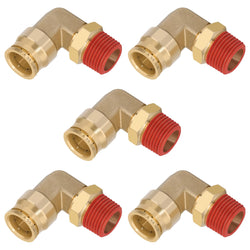 Boeray 5/8" Quick Push to Connect Fittings Brass 90 Degree Union Swivel Elbow Joint DOT Approved 5/8" Tube OD x 1/2" NPT Thread Air Brake Line Adapter Air Suspension Kit for Car Truck Trailers 5pcs