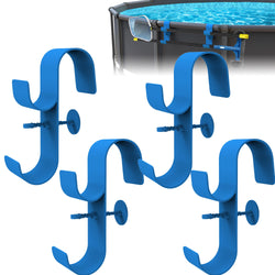 Poolside Pool Leaf Skimmer Net Holder, Above Ground Pool Pole Hanger, Above Ground Pool Accessories,Adjustable Telescopic Pool Pole Hooks,Pool Brush Hanger Tool Pool Equipment [Patented](2 PAIR)