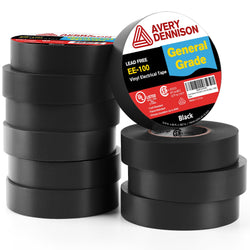 Avery Dennison Electrical Tape, 10 Rolls General Use PVC Electric Tape, UL/CSA Listed ¾ in x 66 ft Insulating Vinyl Tape for Electrical, Repairs, Automotive and Equipment, EE-100, Black