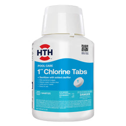 HTH 42047 Pool Care 1" Chlorine Tabs, Swimming Pool Sanitizer with Added Clarifier - Eliminates Bacteria & Algae, Makes Water Clean & Crystal Clear, Sanitizes & Protects - Slow Dissolving, 5 lbs