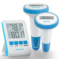 HEIMVERT Wireless Digital Pool Thermometer – Floating, Easy-to-Read Display, IPX8 Waterproof – Indoor/Outdoor Sensor for Hot Tubs, Swimming Pools, Ponds & Aquariums (Azure, 2 Pack)